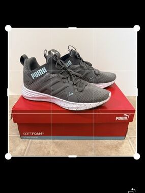 Puma Gray Mesh Athletic Sneakers